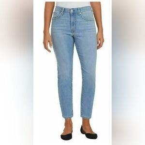 Ella Moss Women's Straight Leg Mid-Rise Ankle Jeans Stretch Light Blue Inseam 29